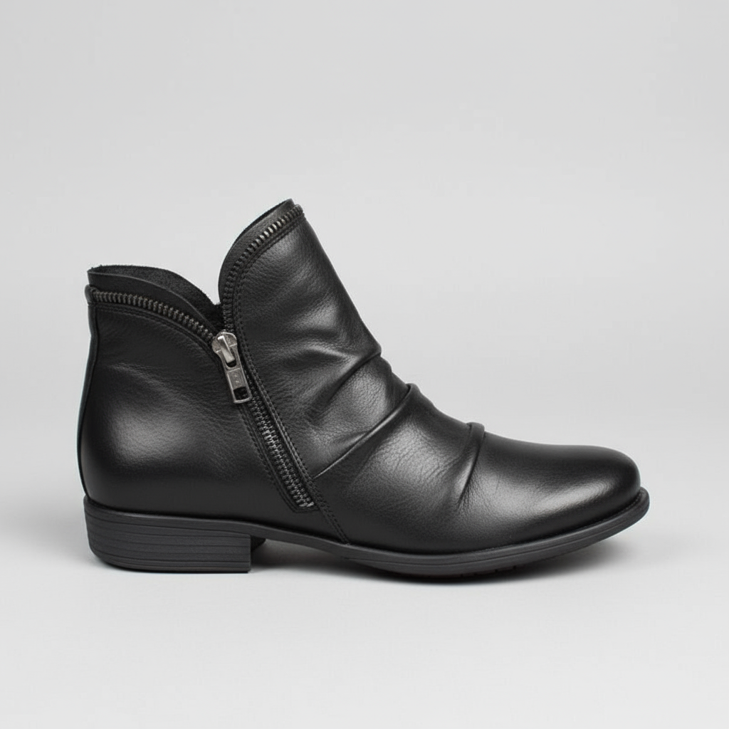 Vianne Women’s Leather Zip Boots – Premium Comfort & Style