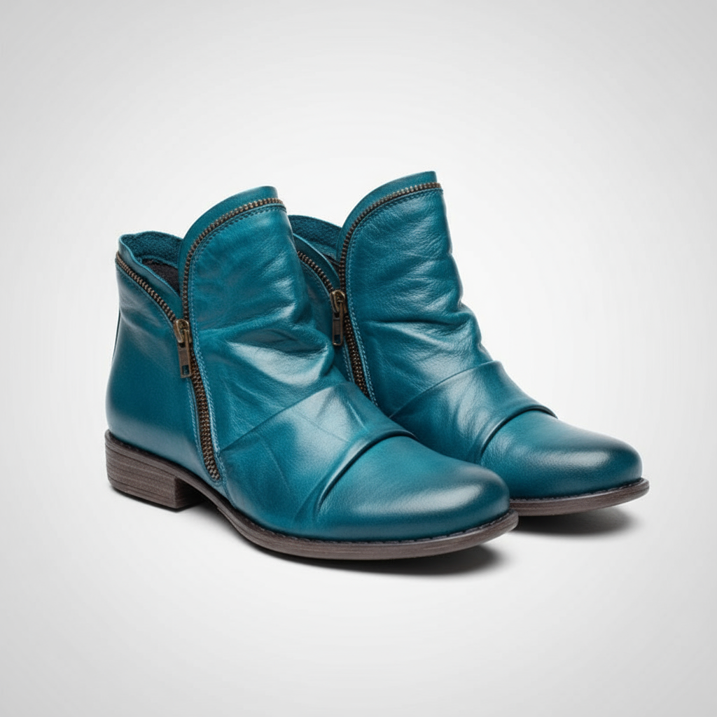 Vianne Women’s Leather Zip Boots – Premium Comfort & Style