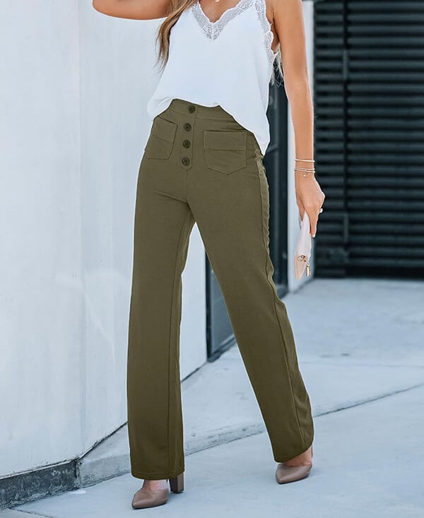 Lea | High-Waisted Elastische Casual Pants - MORI