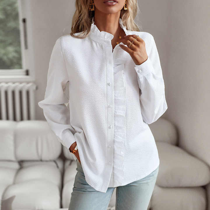 Lisbeth | Long-Sleeved Blouse with Cuff Collar - MORI