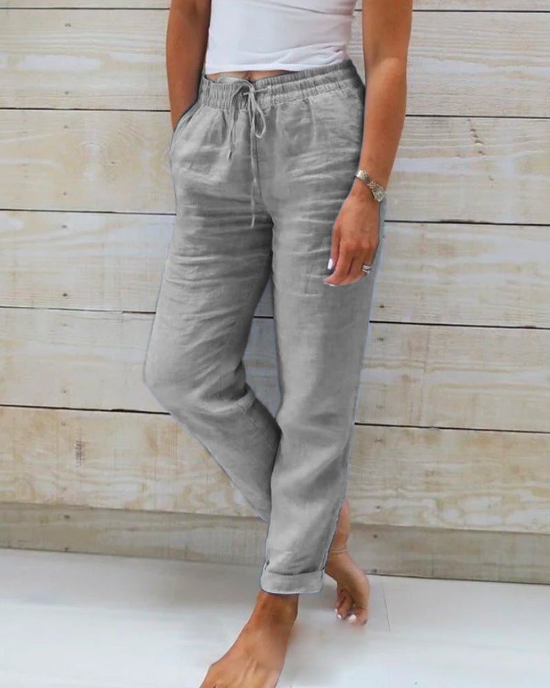 Monica | Trousers with Elastic Waistband made of Cotton and Linen - MORI